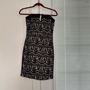 Elegant Black and White Lace Dress